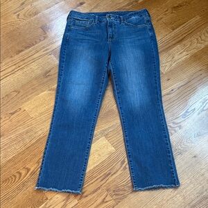 NYDJ Sheri Ankle Jeans Dark Wash Lift Tuck Raw Hem Size 8